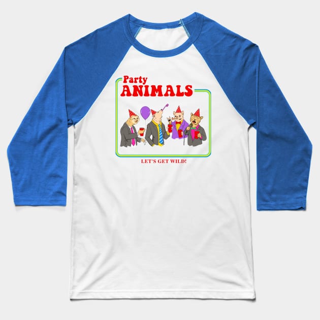 PARTY ANIMALS Baseball T-Shirt by ALFBOCREATIVE